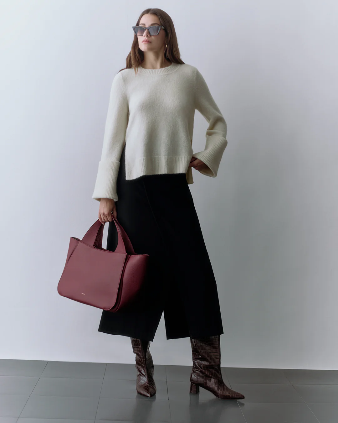 Alpaca Wool Rolled Cuff Sweater - Image 3