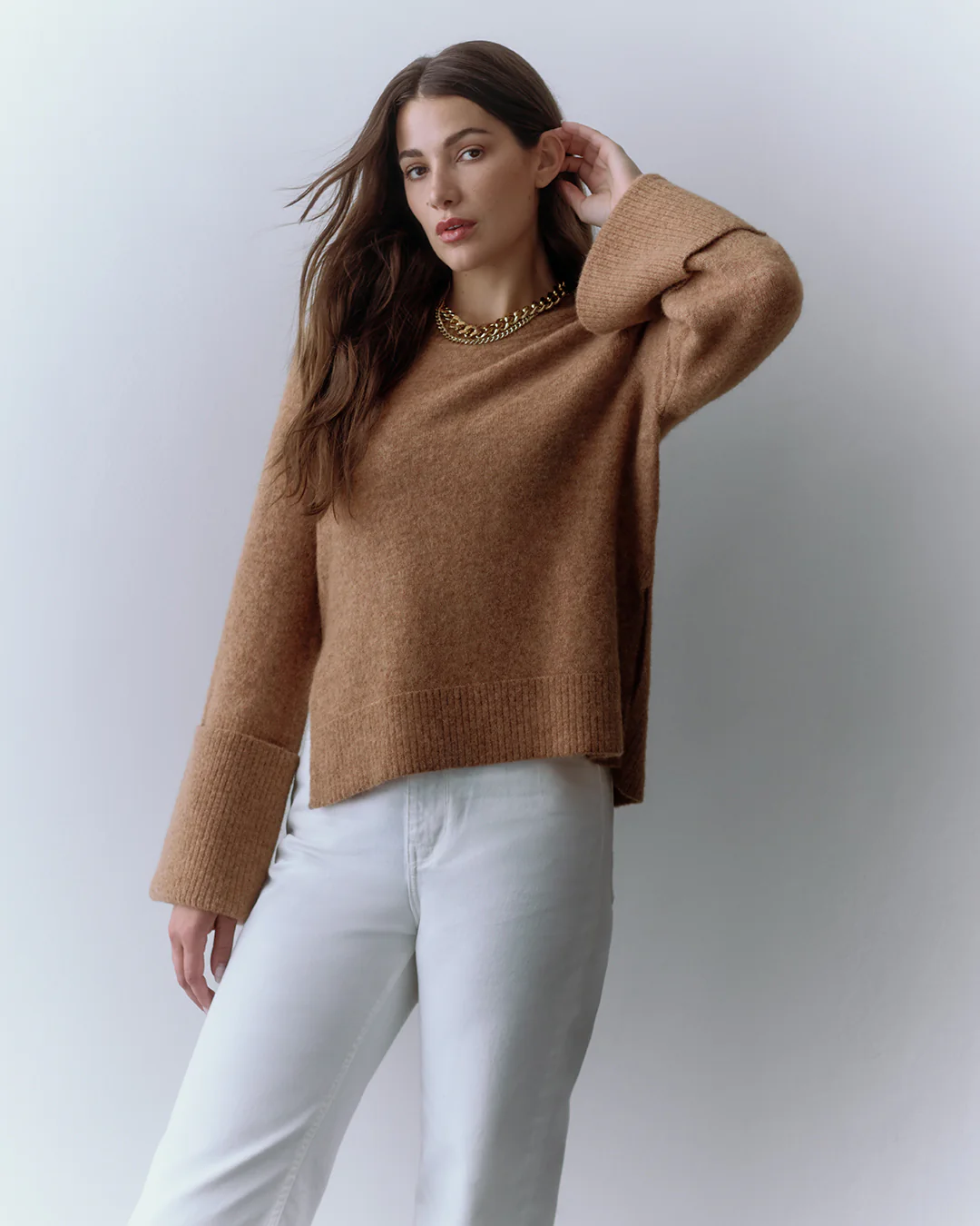 Alpaca Wool Rolled Cuff Sweater - Image 7
