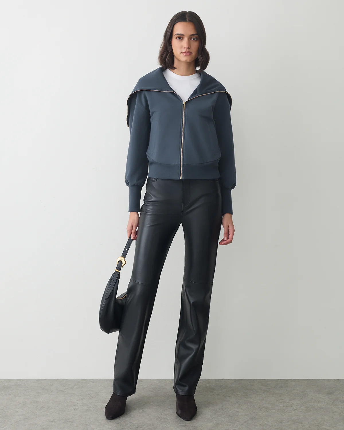 Fleece Oversized Collar Sweatshirt - Image 8