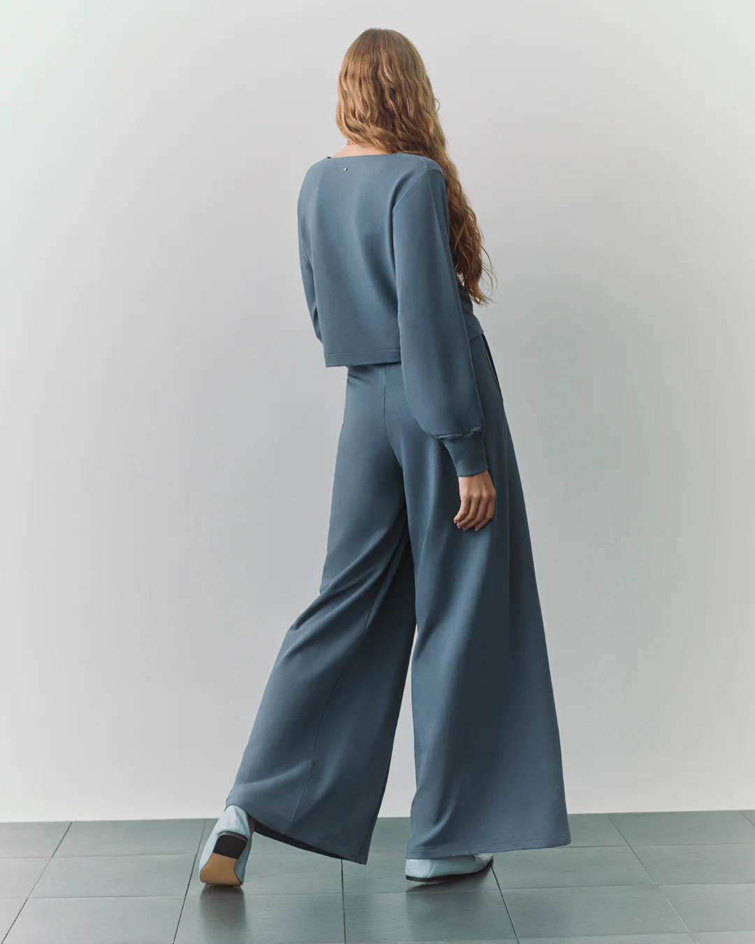 French Terry Asymmetrical Neckline Top - Image 5