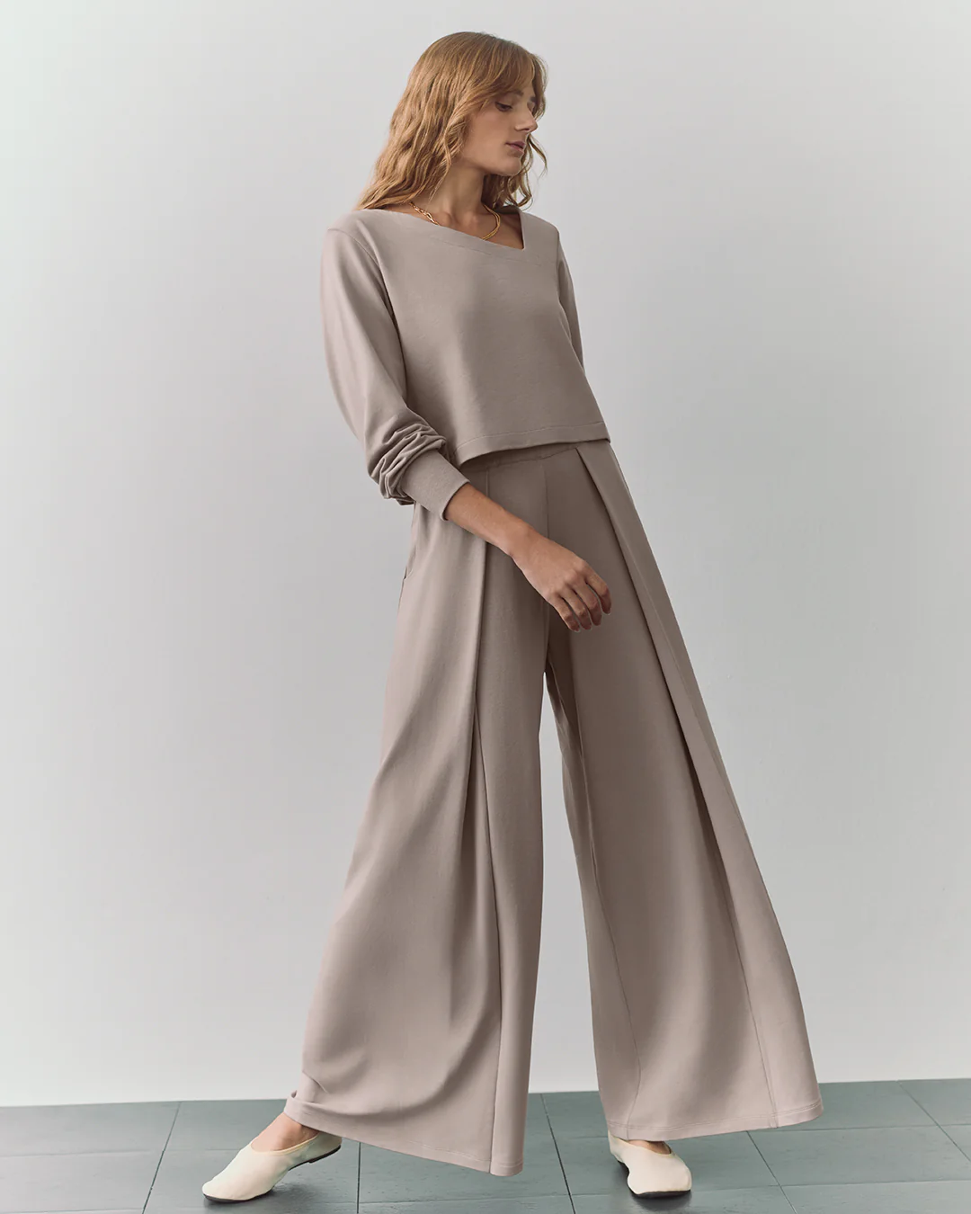 French Terry Asymmetrical Neckline Top - Image 6