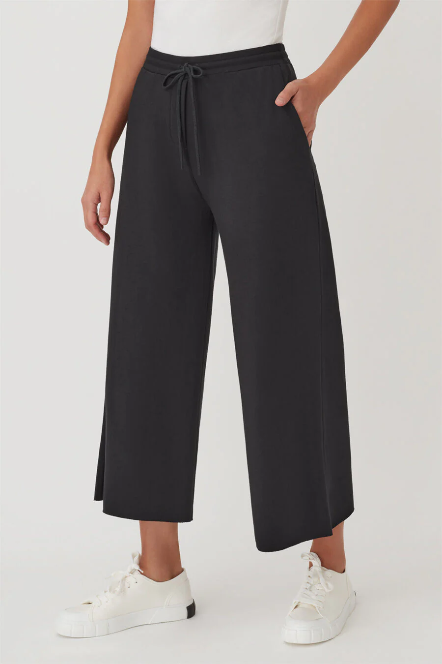 French Terry Wide-Leg Cropped Pant - Image 4