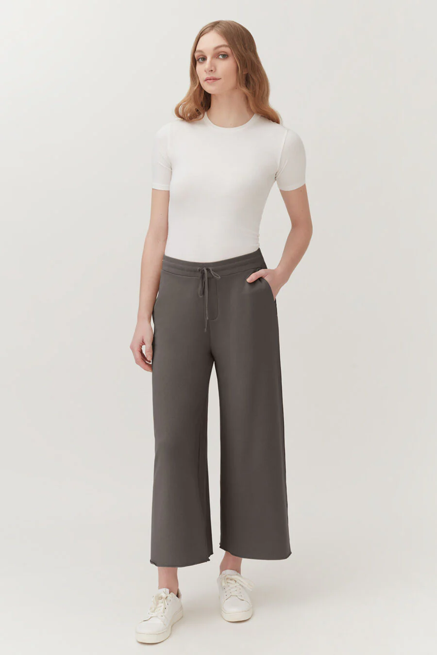 French Terry Wide-Leg Cropped Pant - Image 9