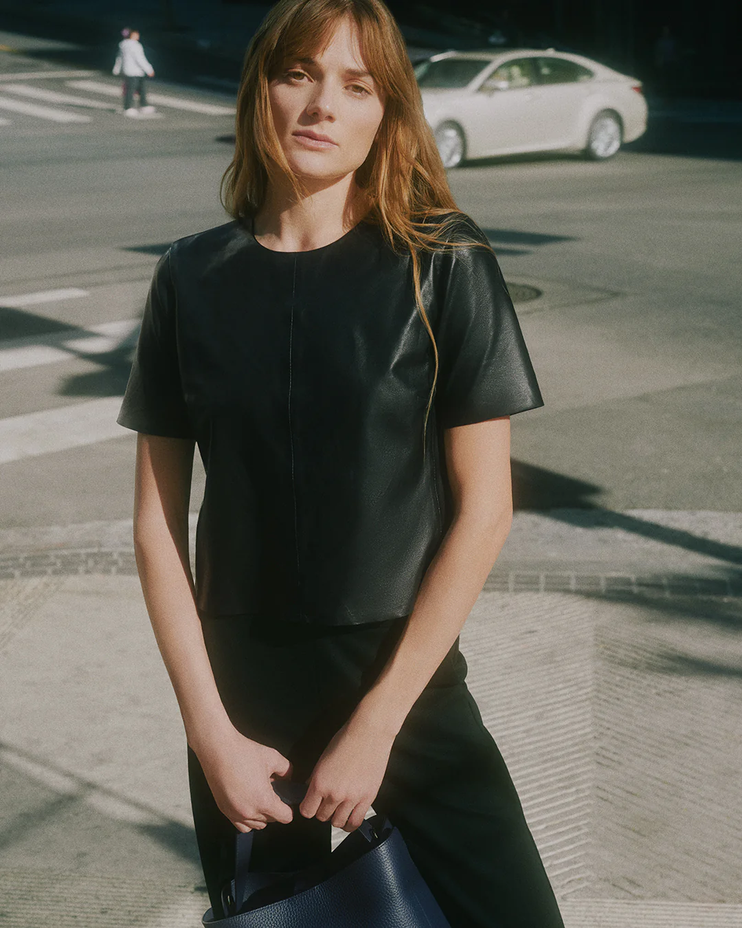 Leather Cropped Tee