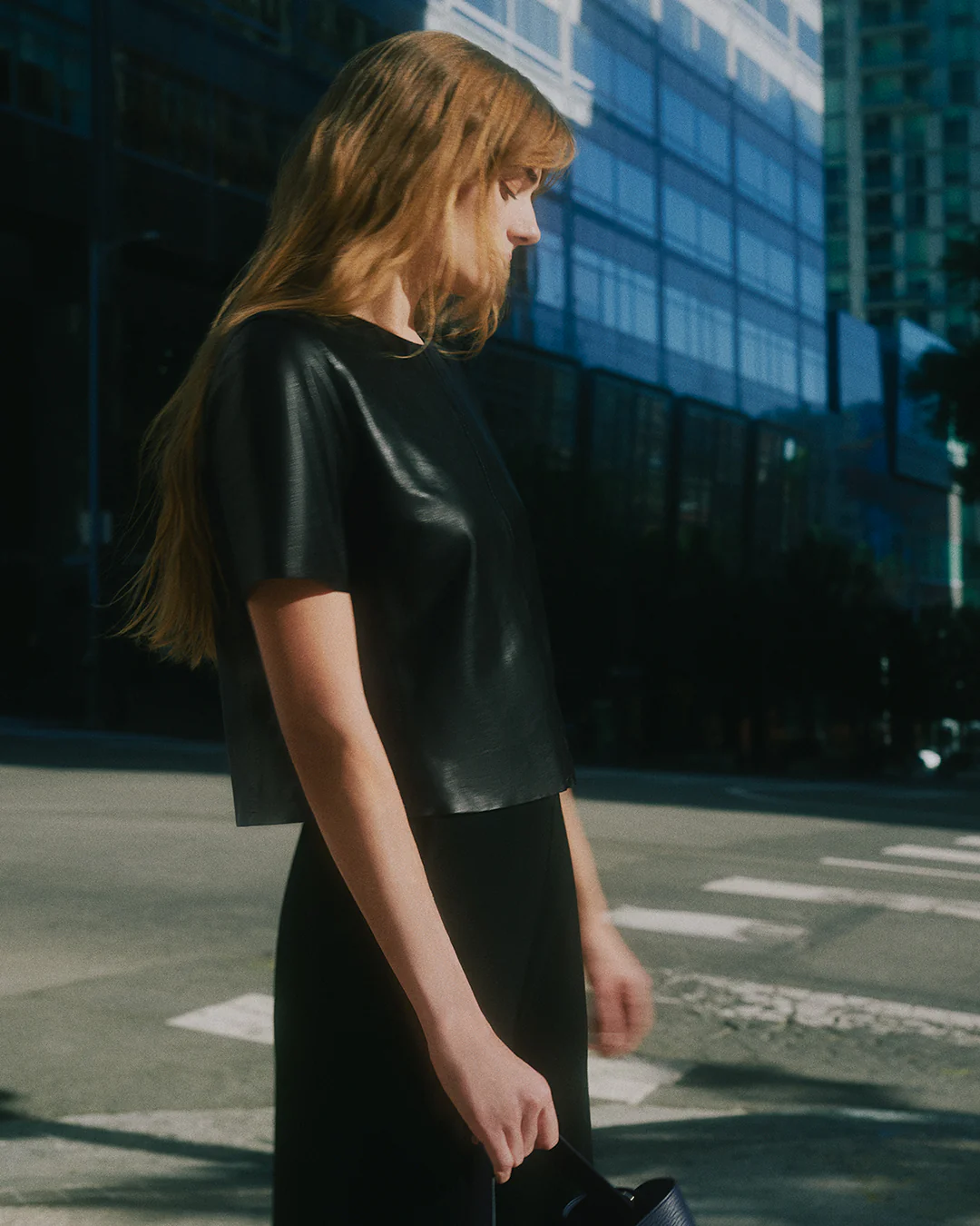 Leather Cropped Tee - Image 2