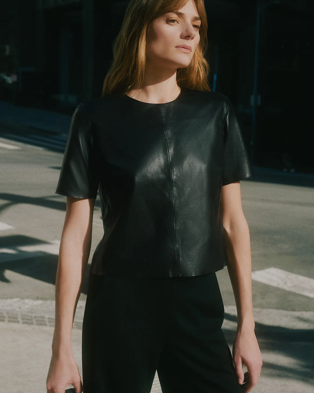Leather Cropped Tee - Image 3