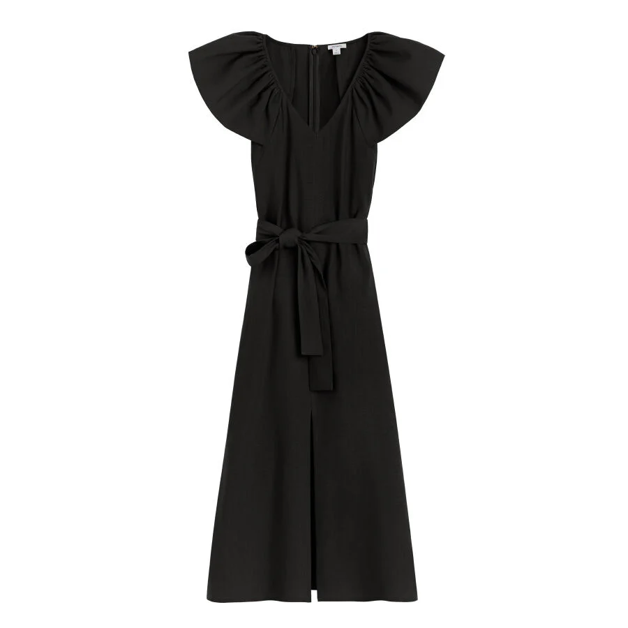 Linen Flutter Sleeve Dress
