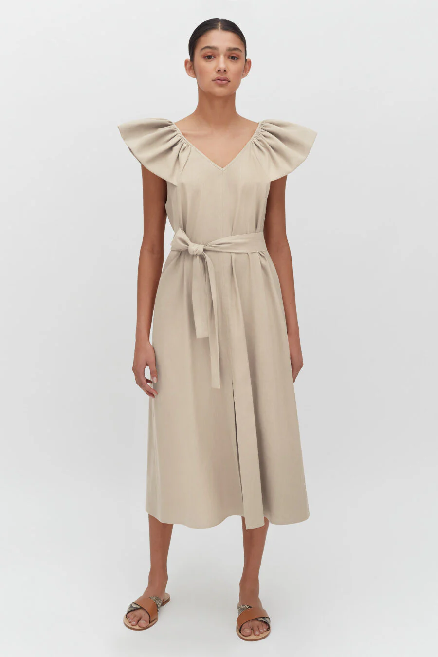 Linen Flutter Sleeve Dress - Image 10