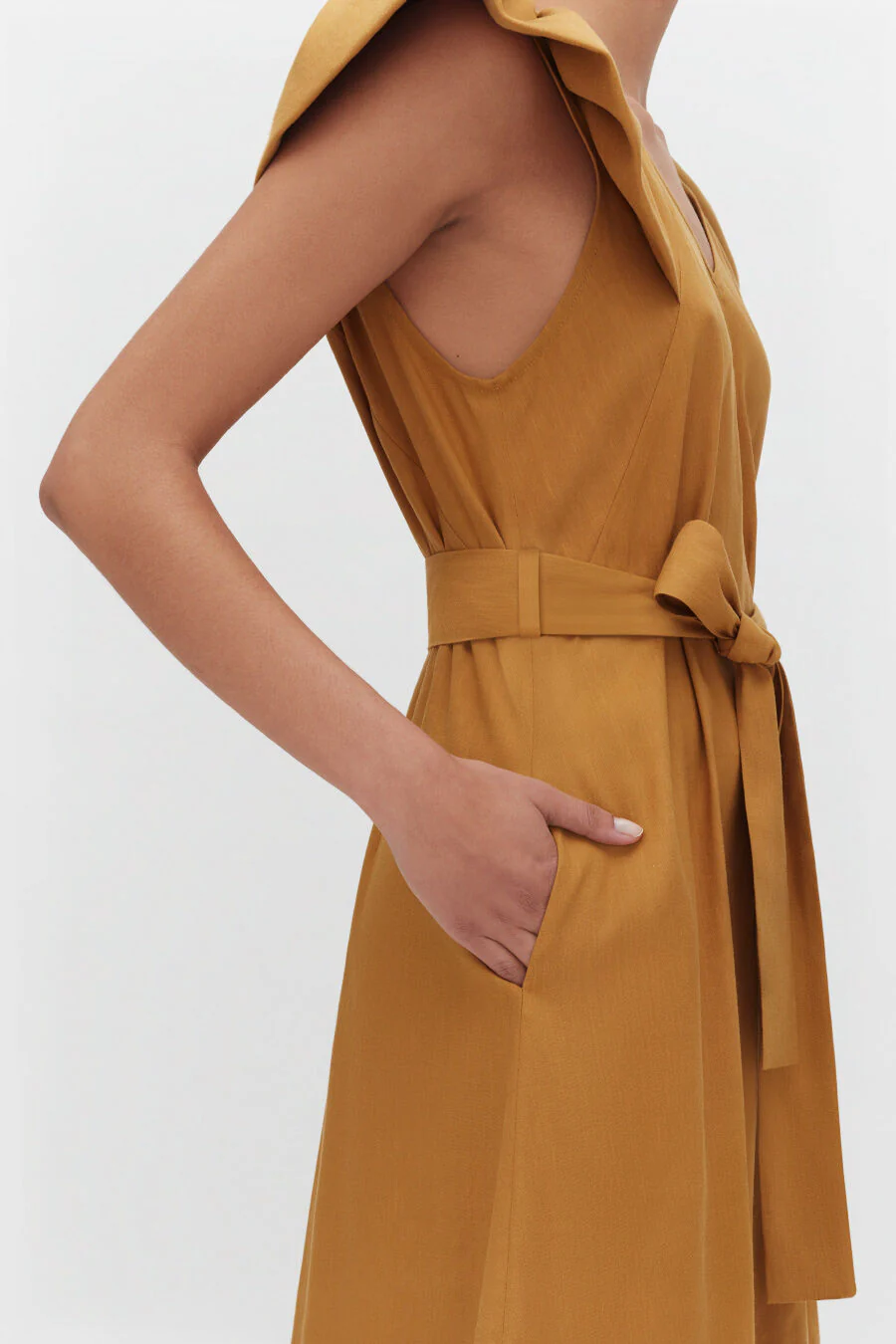 Linen Flutter Sleeve Dress - Image 13