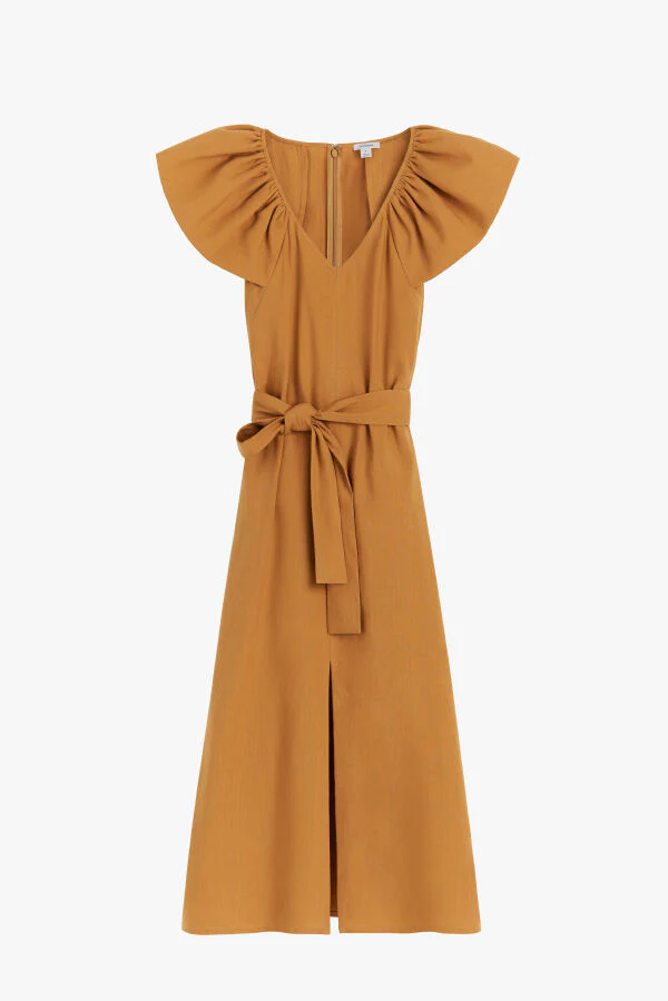 Linen Flutter Sleeve Dress - Image 14