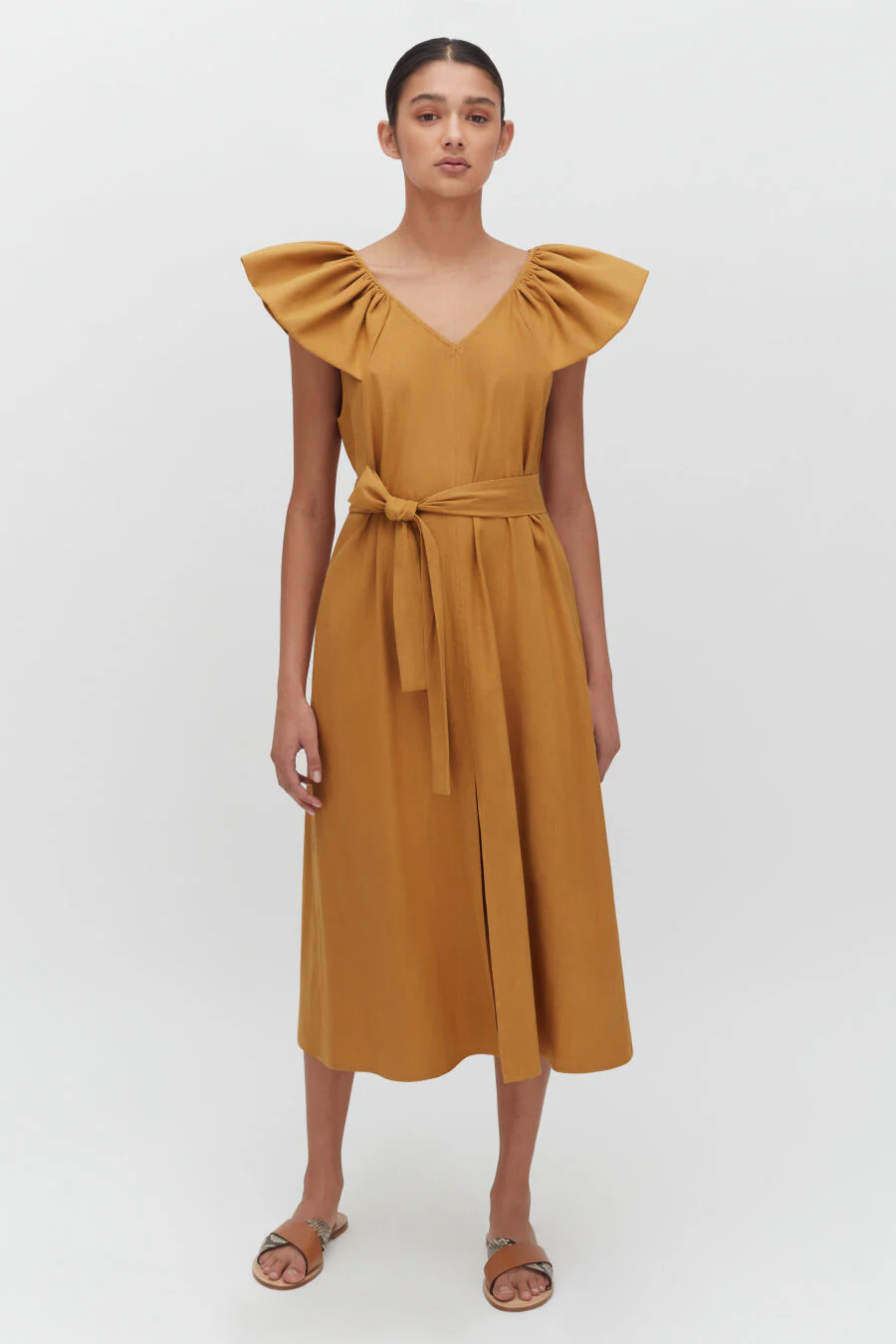 Linen Flutter Sleeve Dress - Image 15