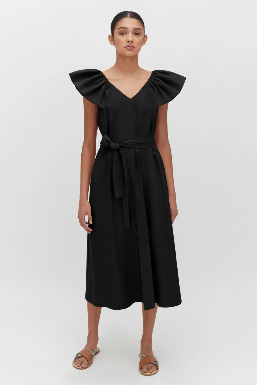 Linen Flutter Sleeve Dress - Image 5