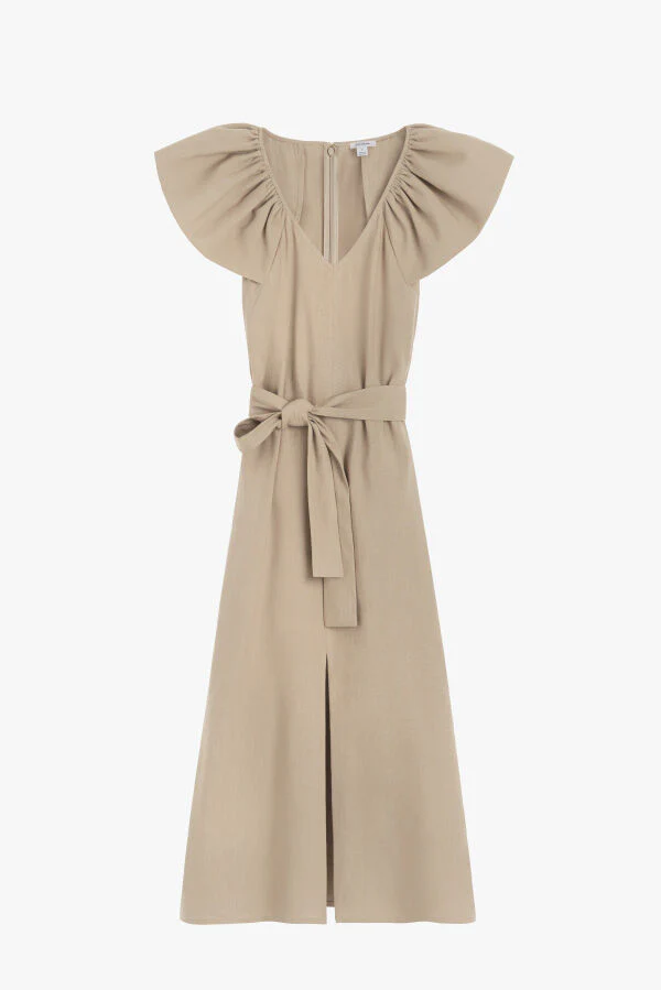 Linen Flutter Sleeve Dress - Image 9