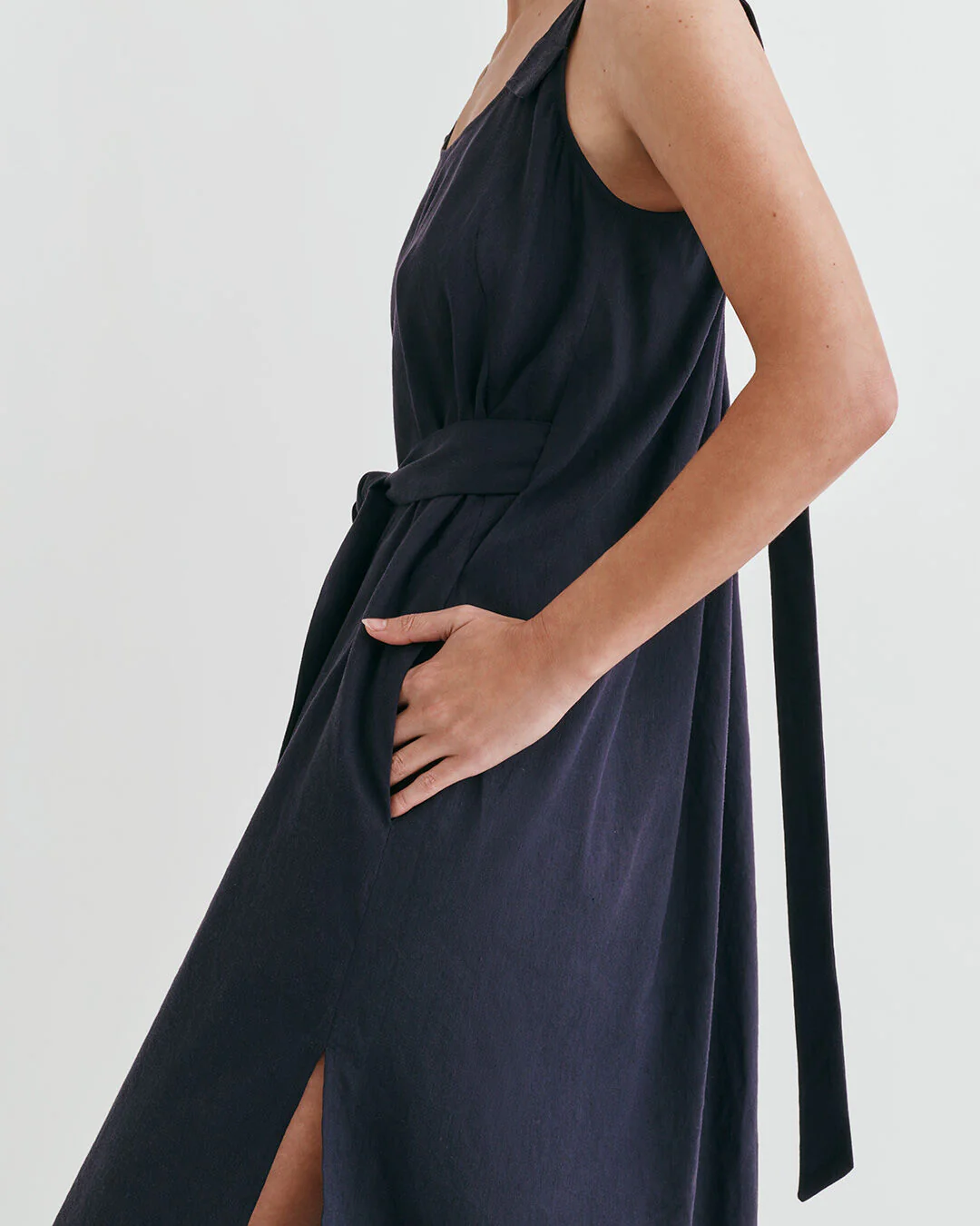 Linen Gathered Back Dress - Image 2