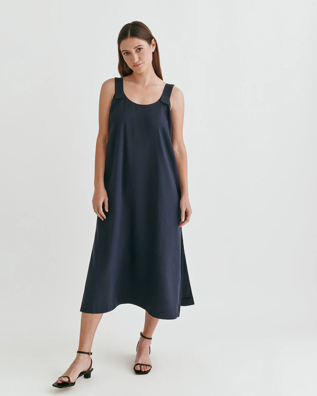Linen Gathered Back Dress - Image 6