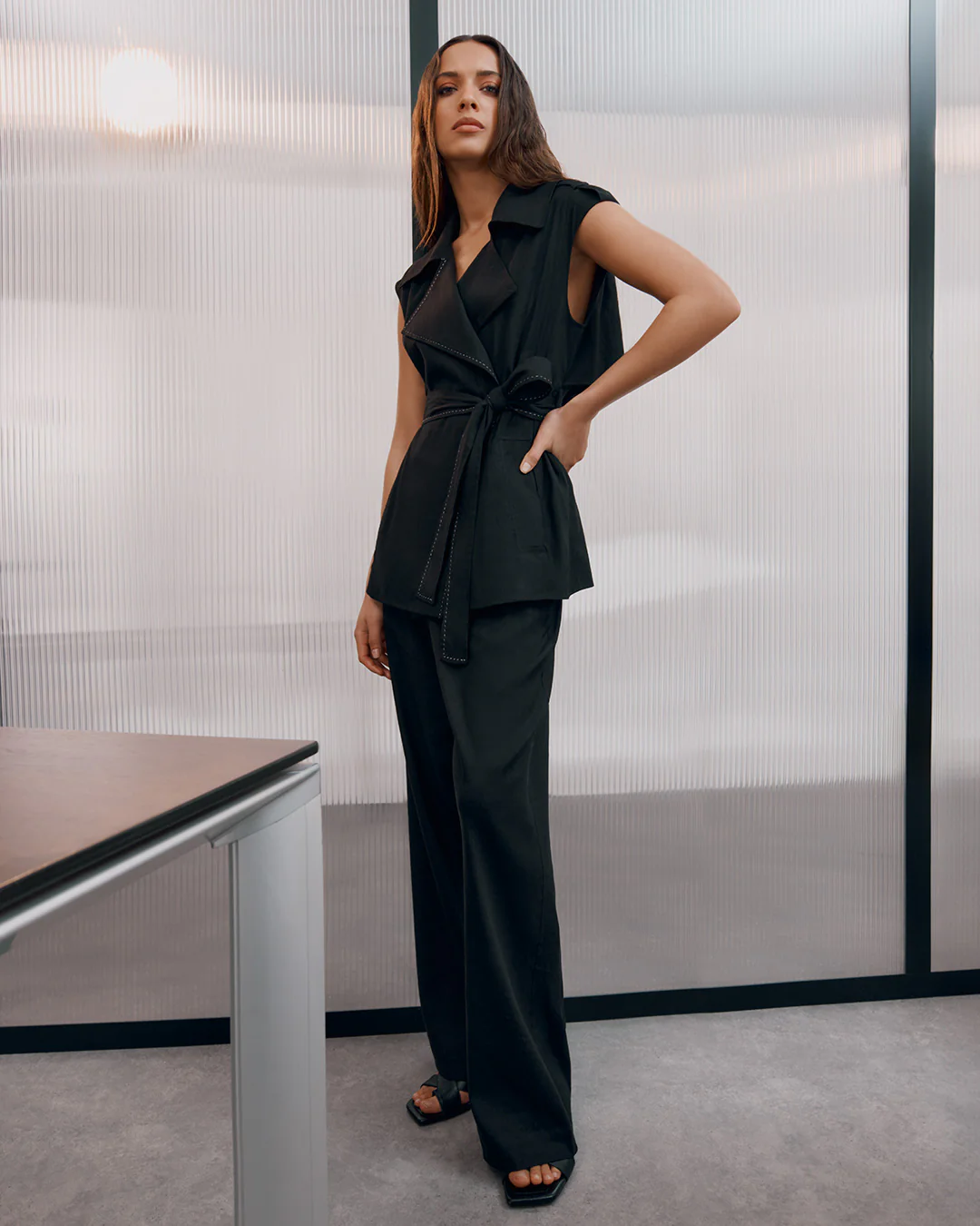 Linen Pleated Wide-Leg Pant - Image 8