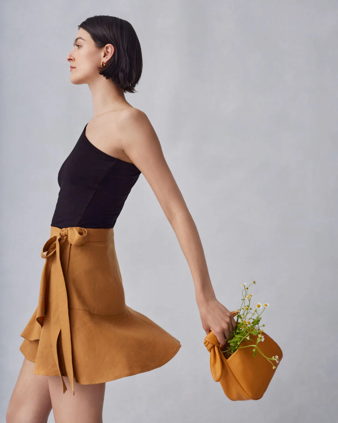 Linen Wrap Mini Skirt - Image 8