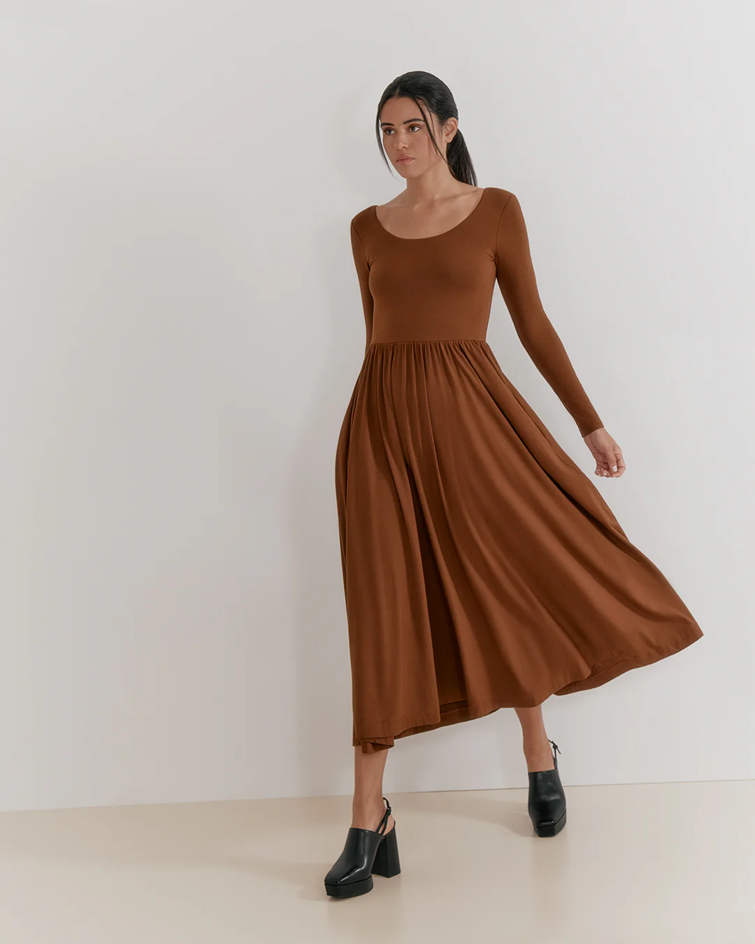Long Sleeve Scoop Neck Dress - Image 11