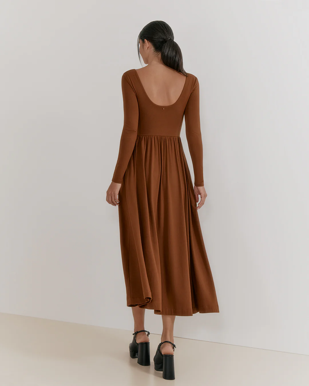 Long Sleeve Scoop Neck Dress - Image 12