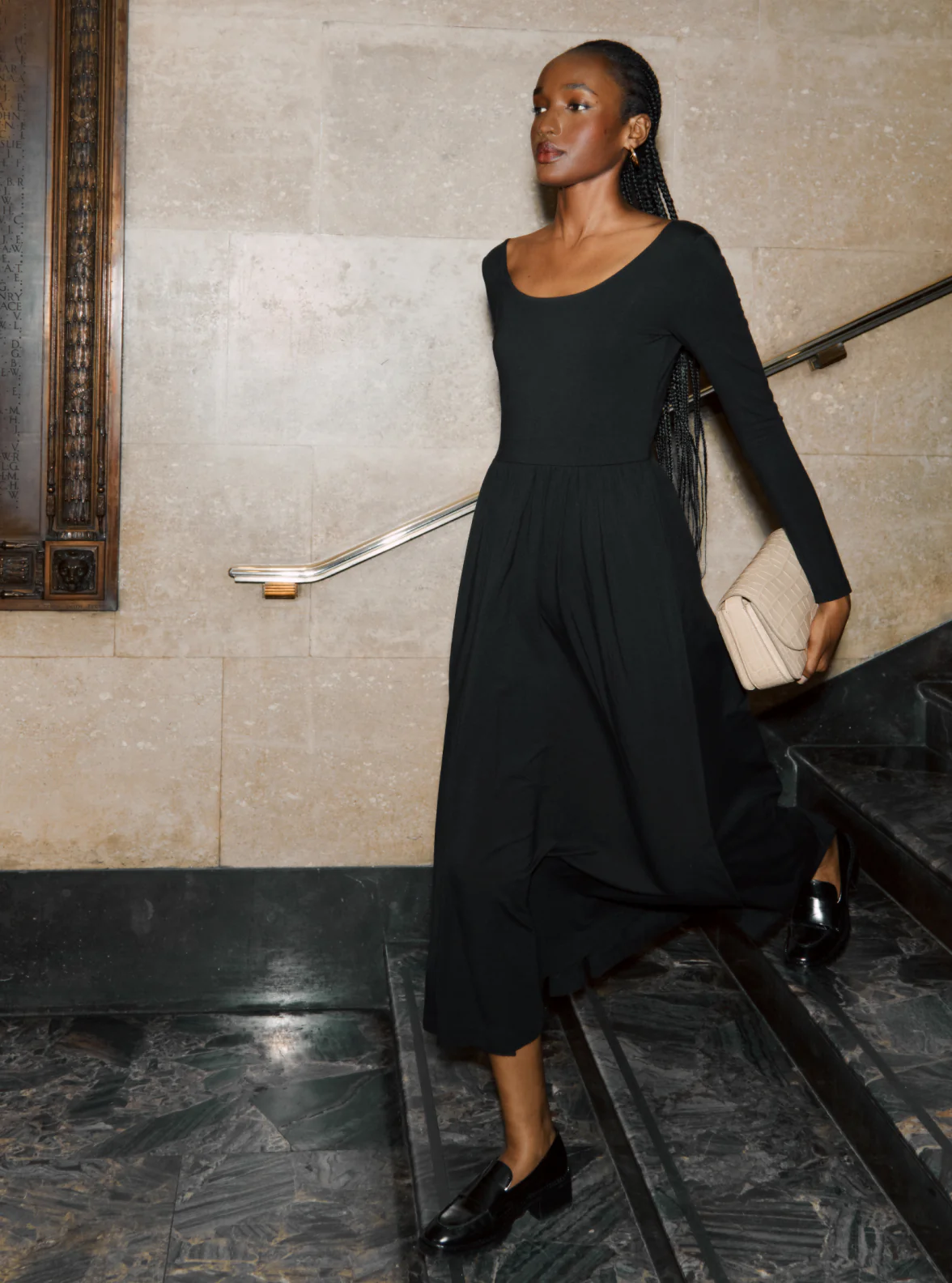 Long Sleeve Scoop Neck Dress - Image 13