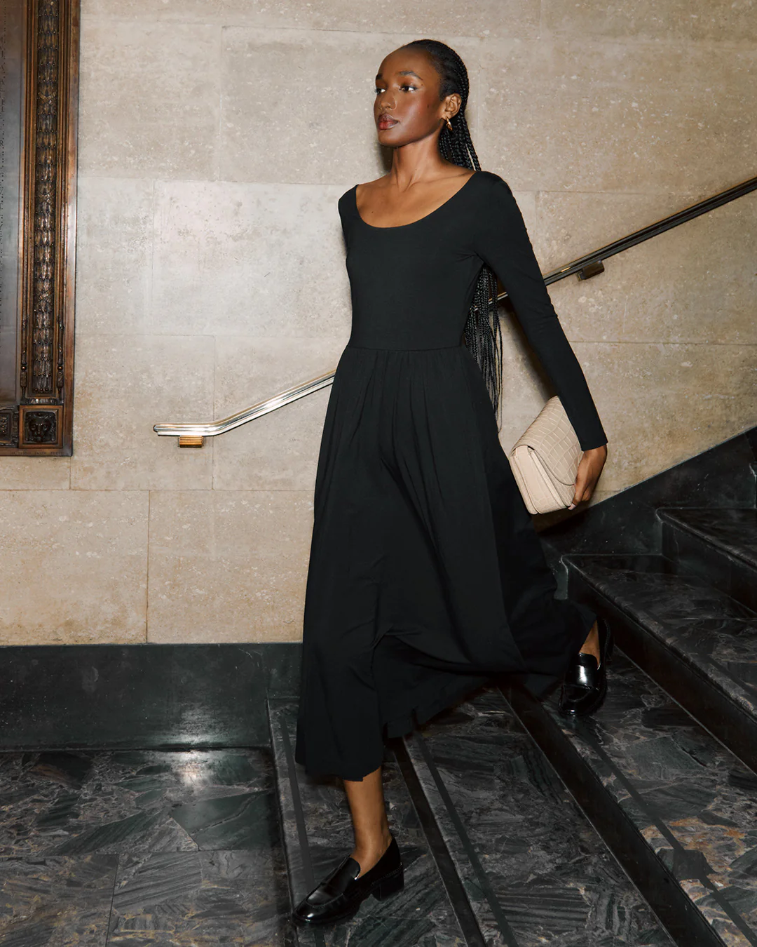 Long Sleeve Scoop Neck Dress - Image 2