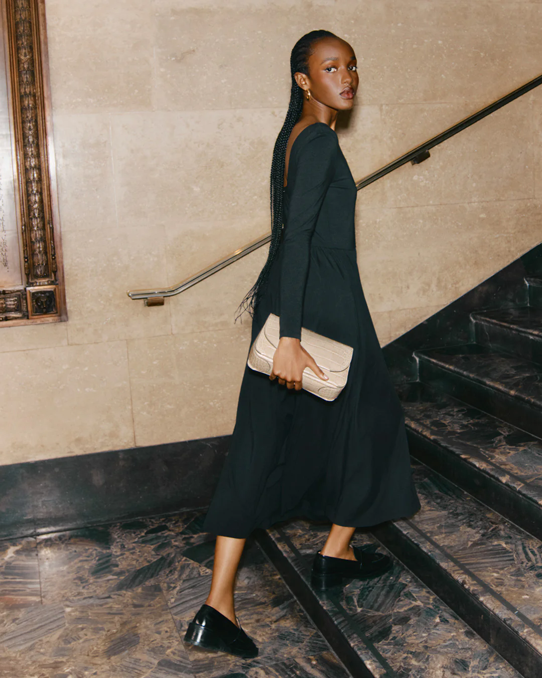 Long Sleeve Scoop Neck Dress - Image 3