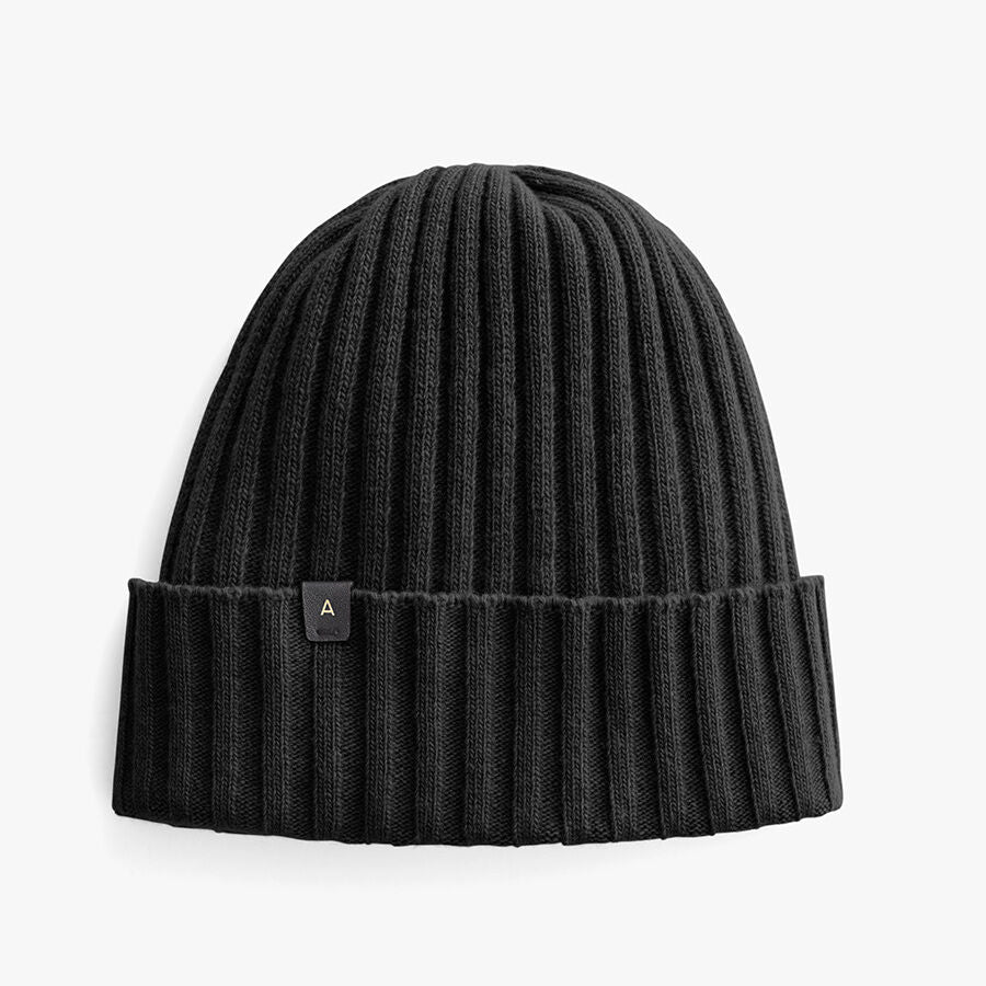 Mens Wool Cashmere Ribbed Beanie - Image 3