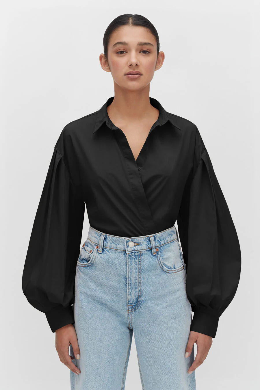 Poplin Balloon Sleeve Shirt - Image 2