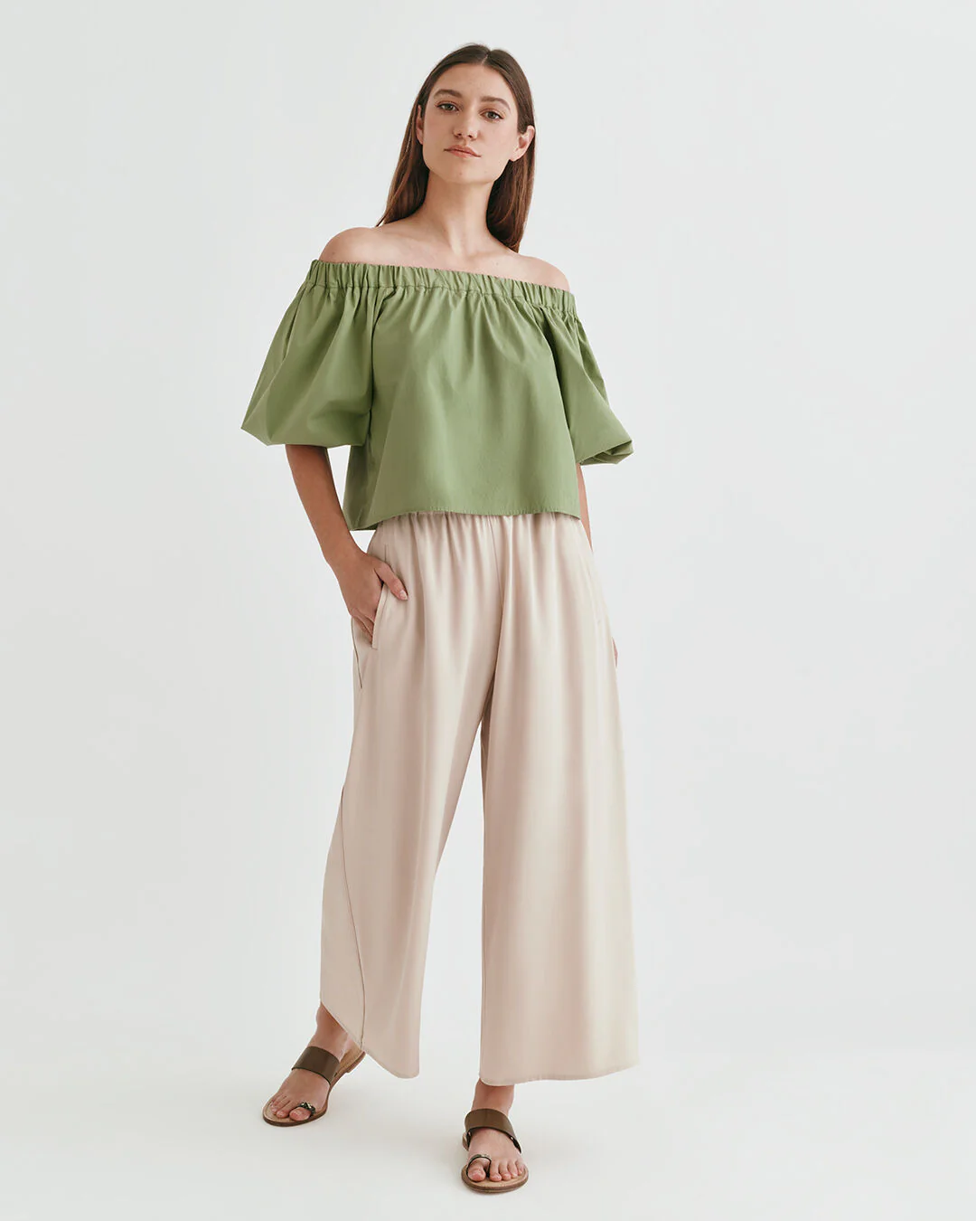 Poplin Off-The-Shoulder Cropped Top - Image 11
