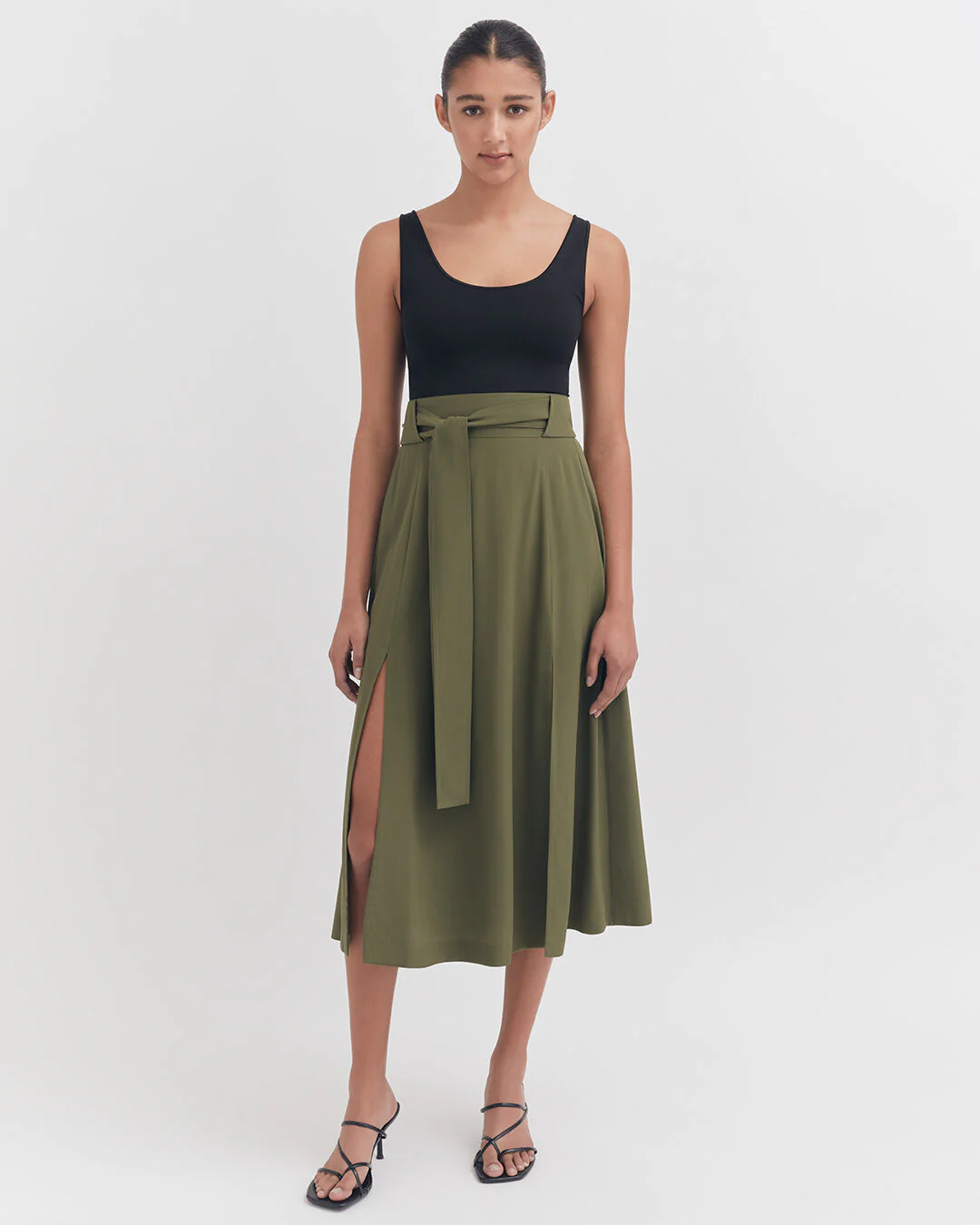Silk Belted Midi Skirt - Image 12