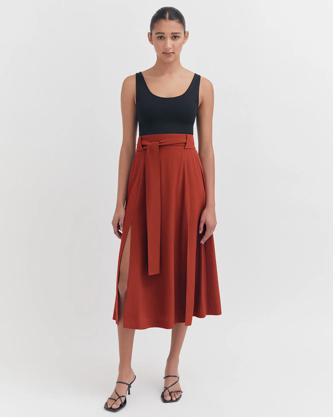 Silk Belted Midi Skirt - Image 14
