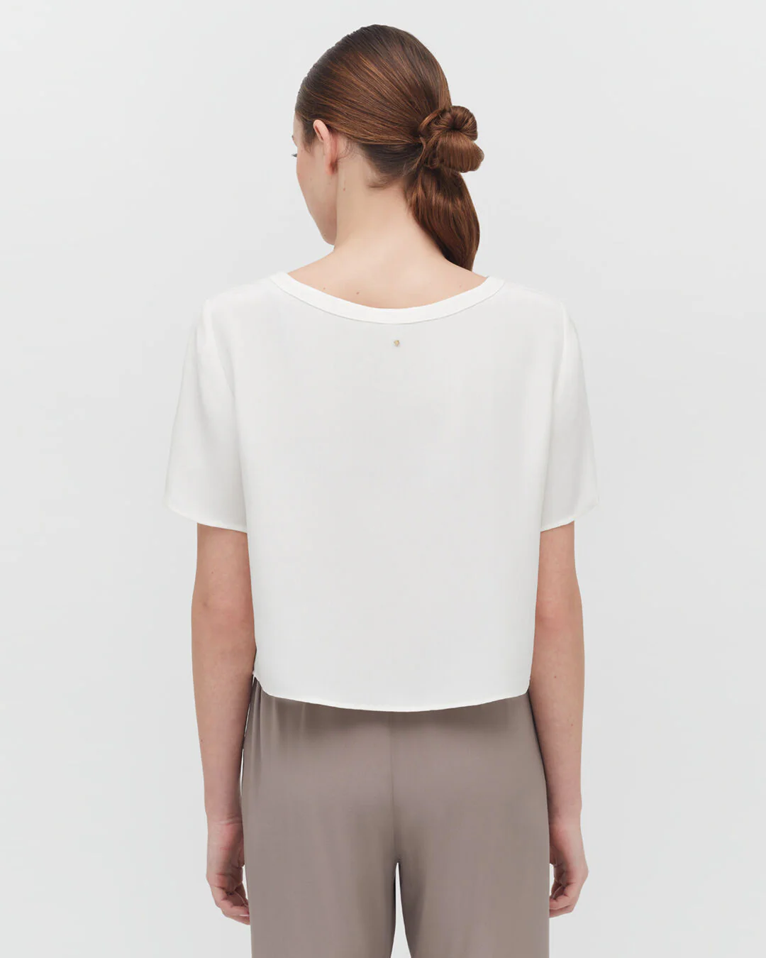 Silk Cropped Crewneck Tee - Image 10