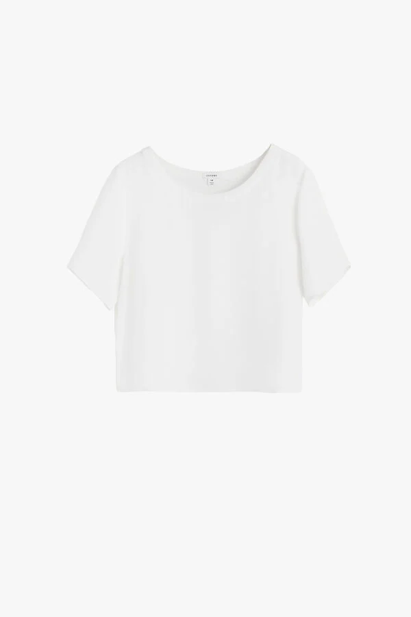 Silk Cropped Crewneck Tee - Image 11