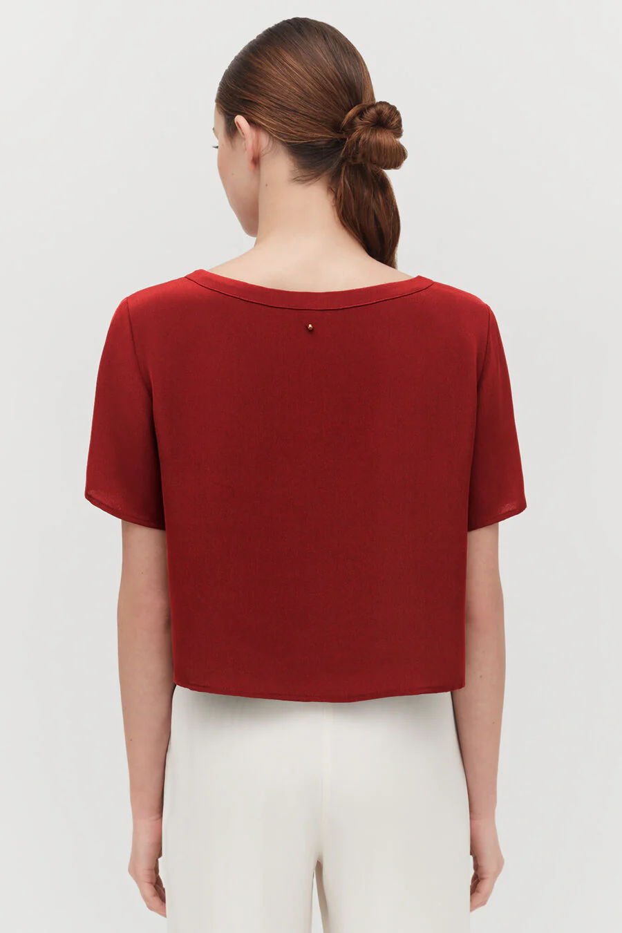 Silk Cropped Crewneck Tee - Image 15