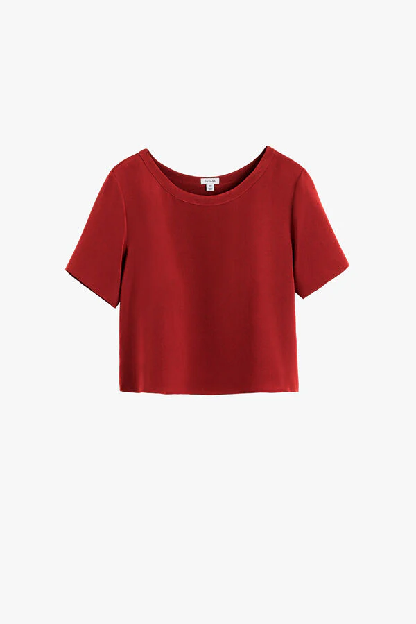 Silk Cropped Crewneck Tee - Image 16