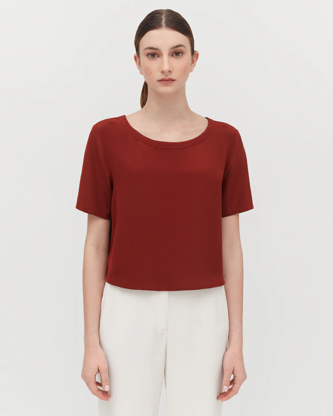 Silk Cropped Crewneck Tee - Image 18