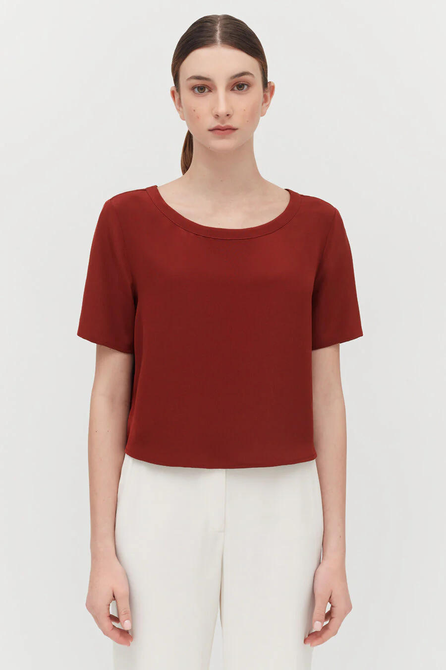 Silk Cropped Crewneck Tee - Image 22