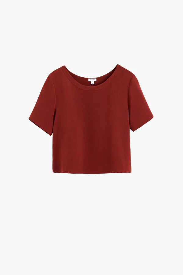 Silk Cropped Crewneck Tee - Image 23