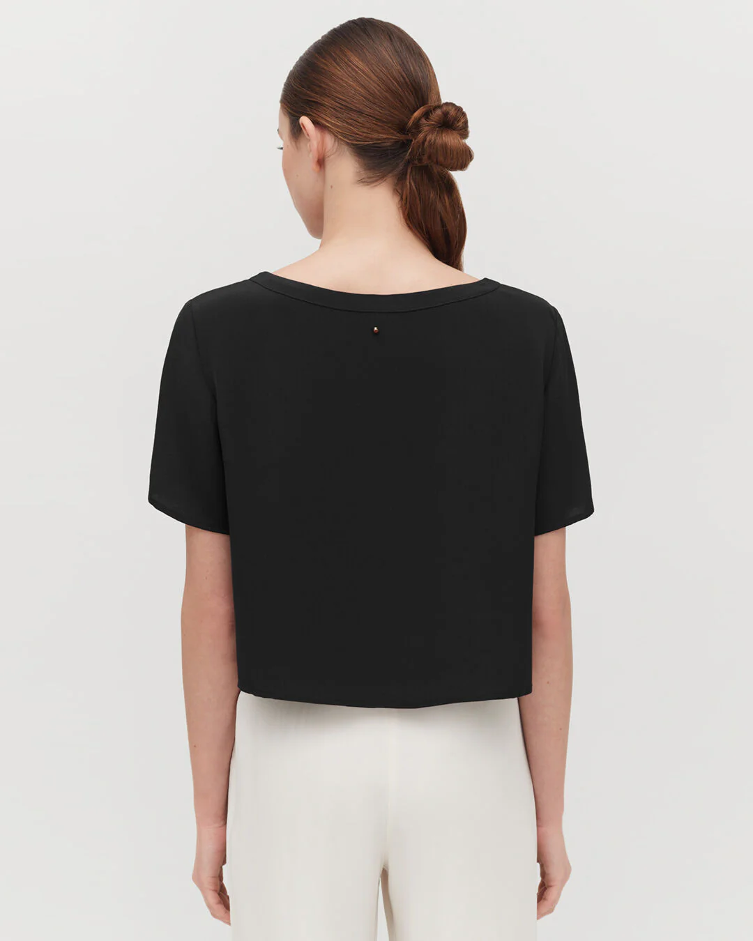 Silk Cropped Crewneck Tee - Image 4