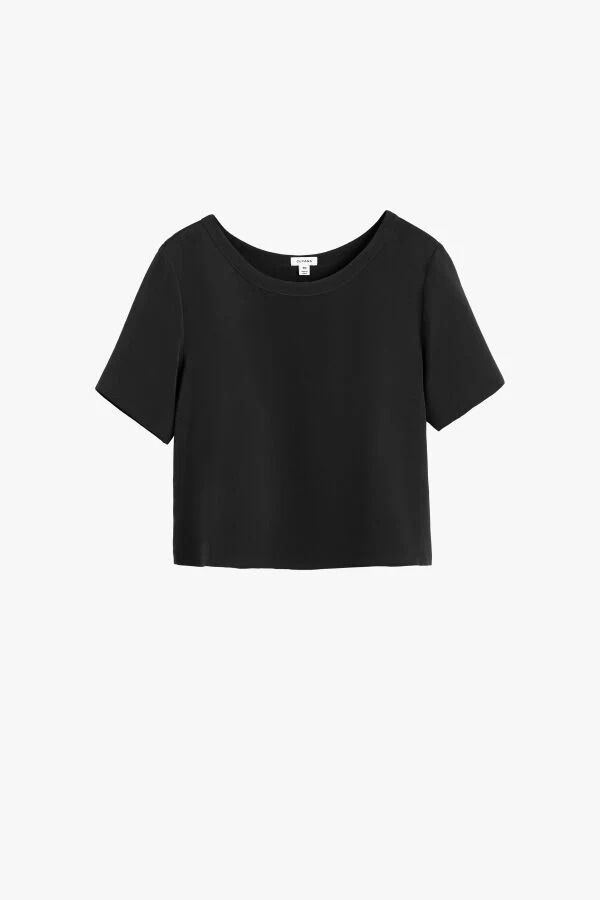 Silk Cropped Crewneck Tee - Image 5