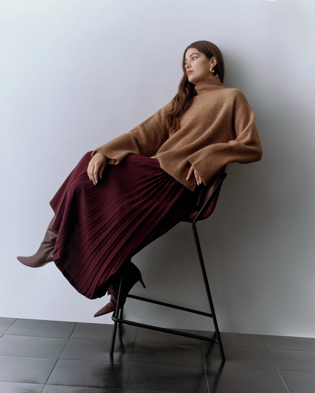 Silk Pleated Side Skirt - Image 3