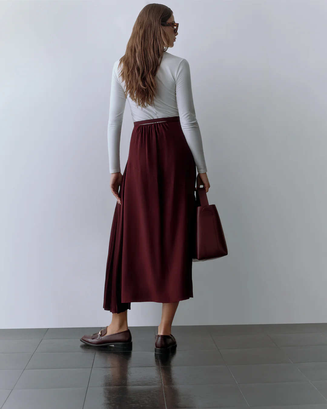 Silk Pleated Side Skirt - Image 5