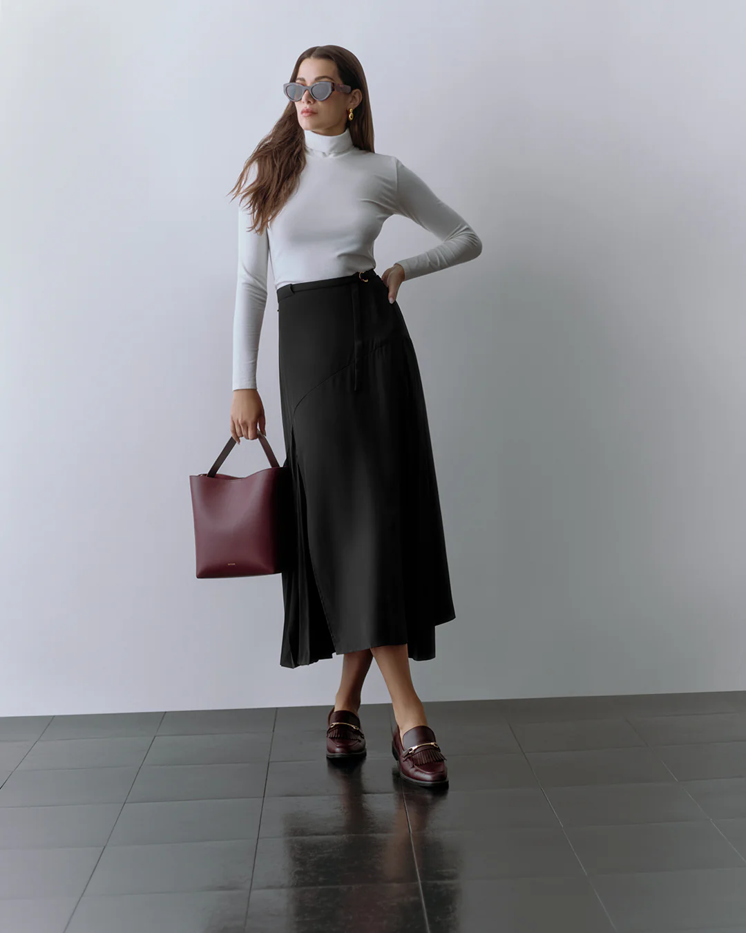 Silk Pleated Side Skirt - Image 7