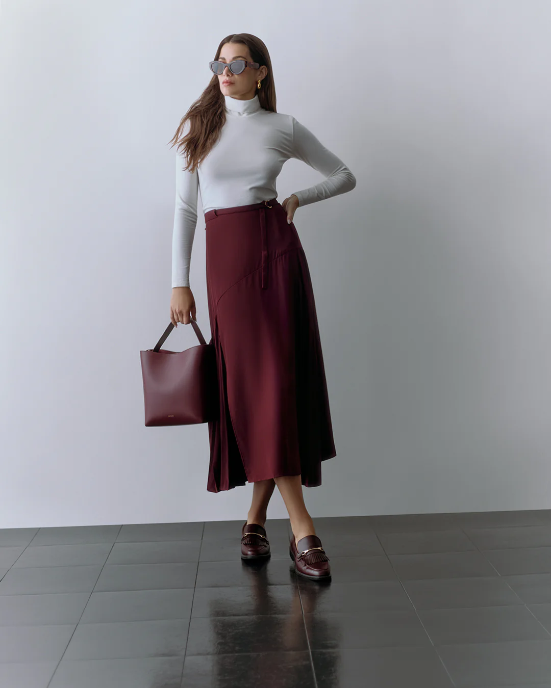 Silk Pleated Side Skirt - Image 8
