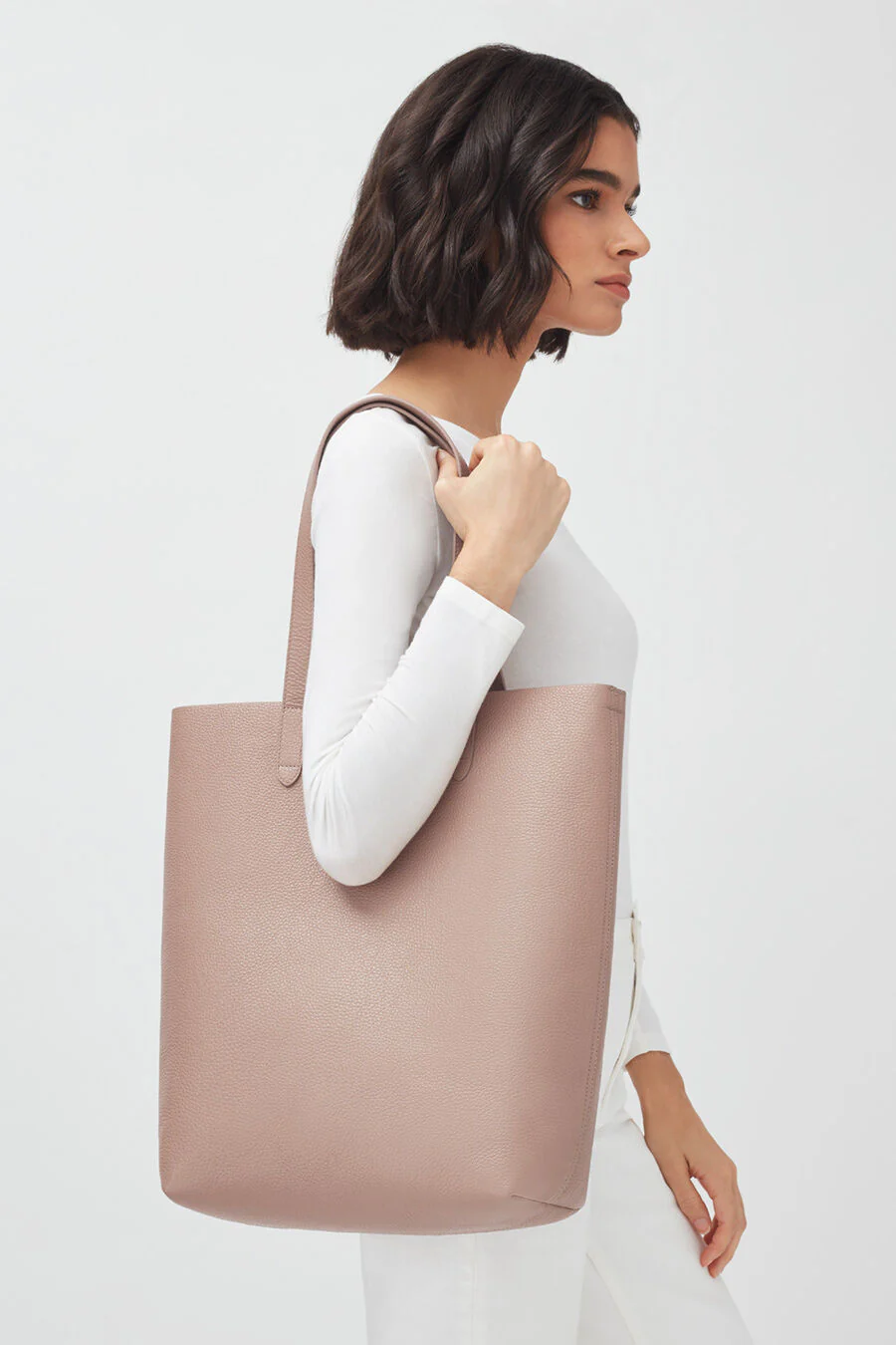 Tall Structured Leather Tote - Image 3