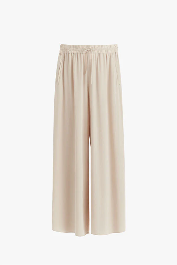 Washable Silk Wide Leg Drawstring Pant - Image 11