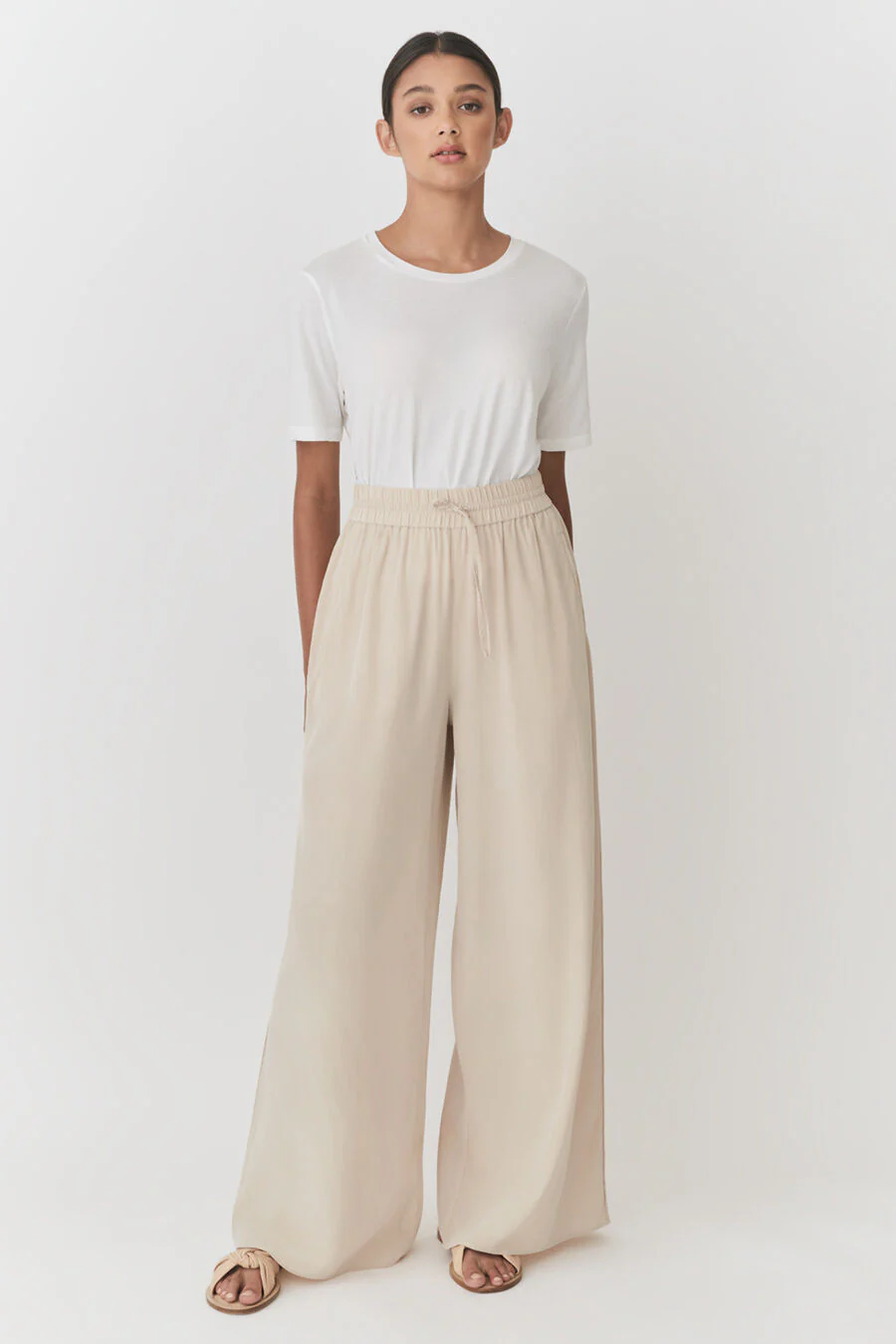 Washable Silk Wide Leg Drawstring Pant - Image 12