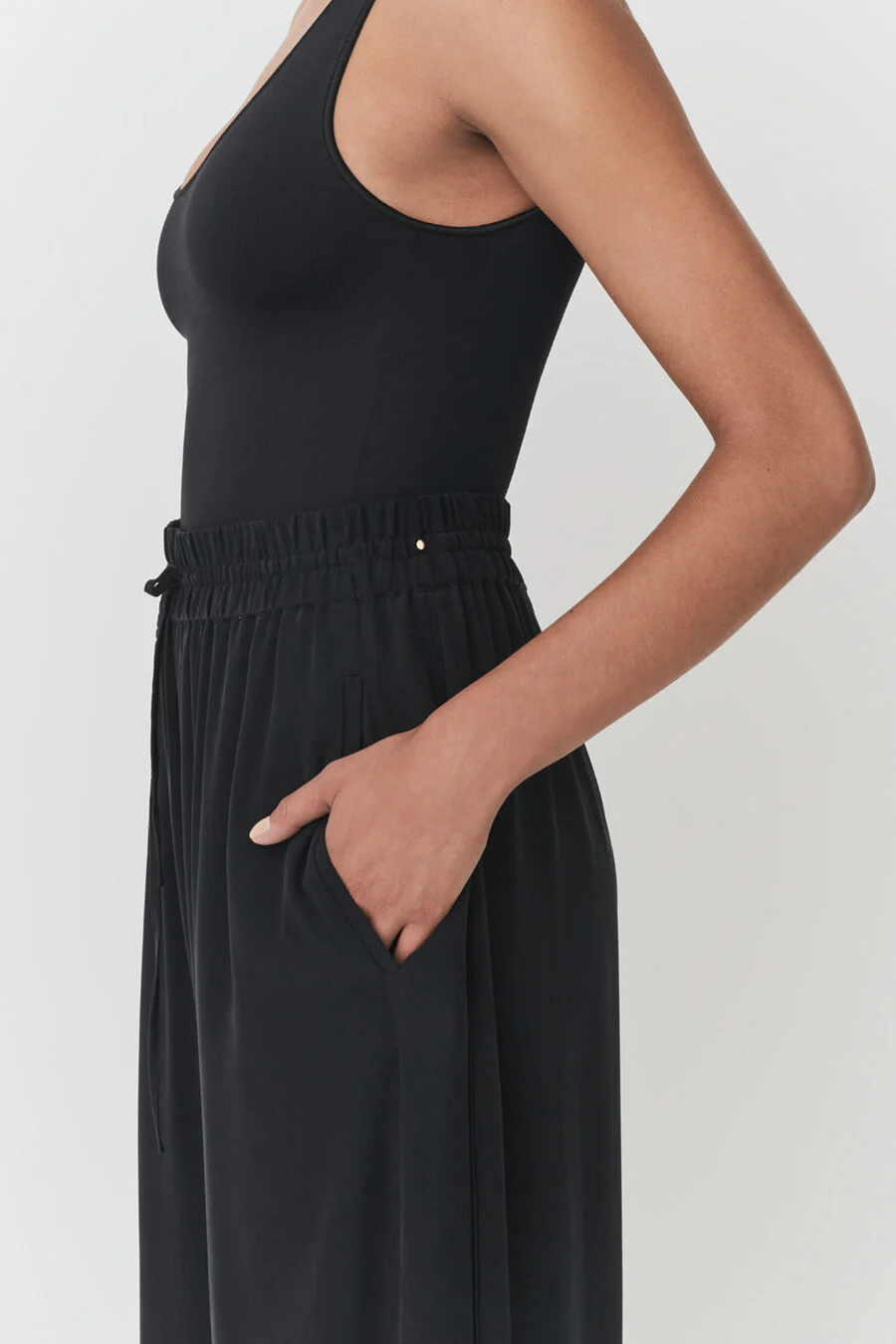 Washable Silk Wide Leg Drawstring Pant - Image 4