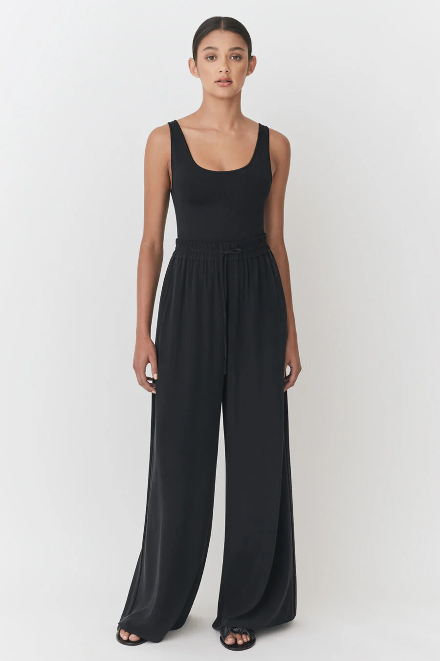Washable Silk Wide Leg Drawstring Pant - Image 6