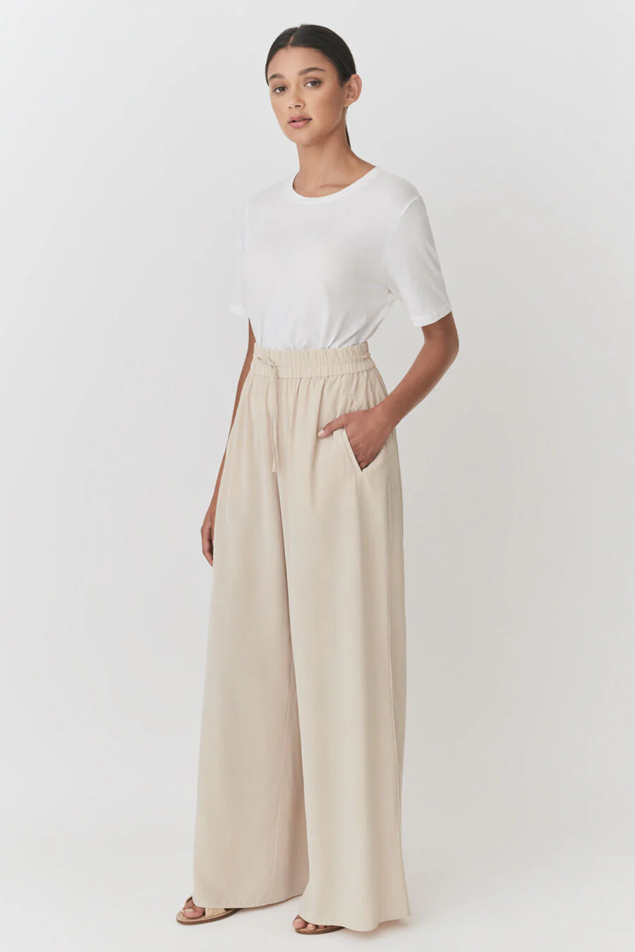 Washable Silk Wide Leg Drawstring Pant - Image 9